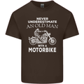 Biker Old Man Motorbike Motorcycle Funny Kids T-Shirt Childrens Chocolate