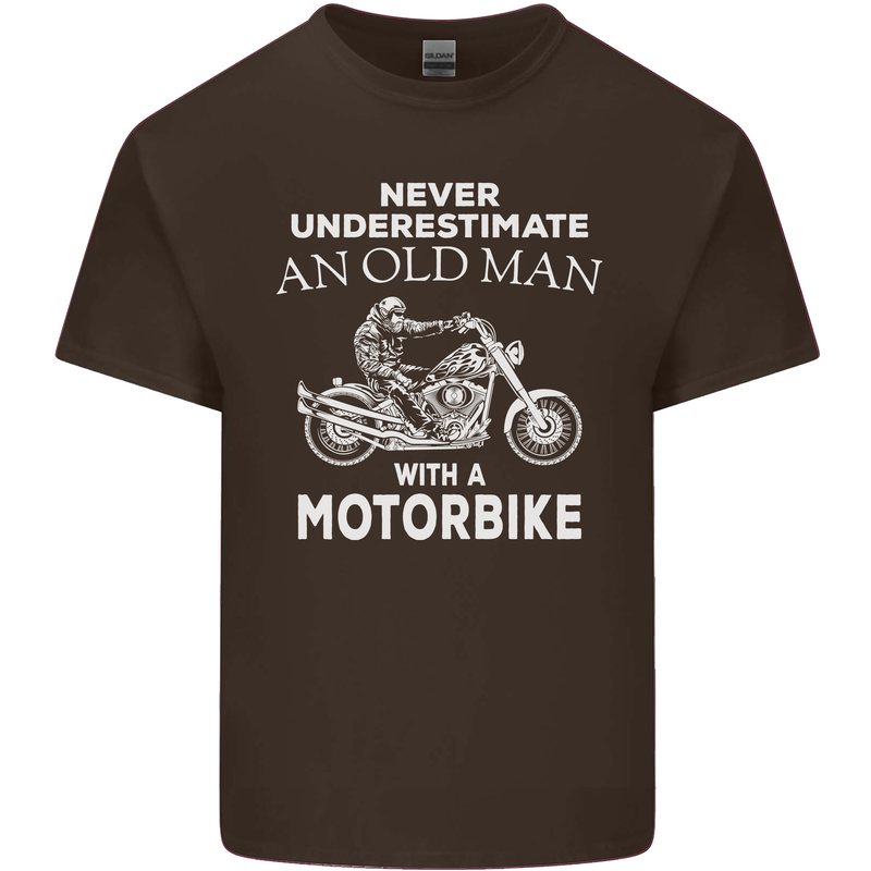 Biker Old Man Motorbike Motorcycle Funny Kids T-Shirt Childrens Chocolate
