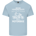 Biker Old Man Motorbike Motorcycle Funny Kids T-Shirt Childrens Light Blue
