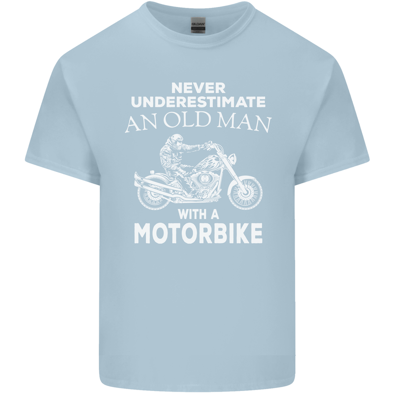 Biker Old Man Motorbike Motorcycle Funny Kids T-Shirt Childrens Light Blue