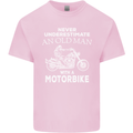 Biker Old Man Motorbike Motorcycle Funny Kids T-Shirt Childrens Light Pink