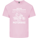 Biker Old Man Motorbike Motorcycle Funny Kids T-Shirt Childrens Light Pink
