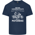 Biker Old Man Motorbike Motorcycle Funny Kids T-Shirt Childrens Navy Blue