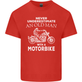 Biker Old Man Motorbike Motorcycle Funny Kids T-Shirt Childrens Red