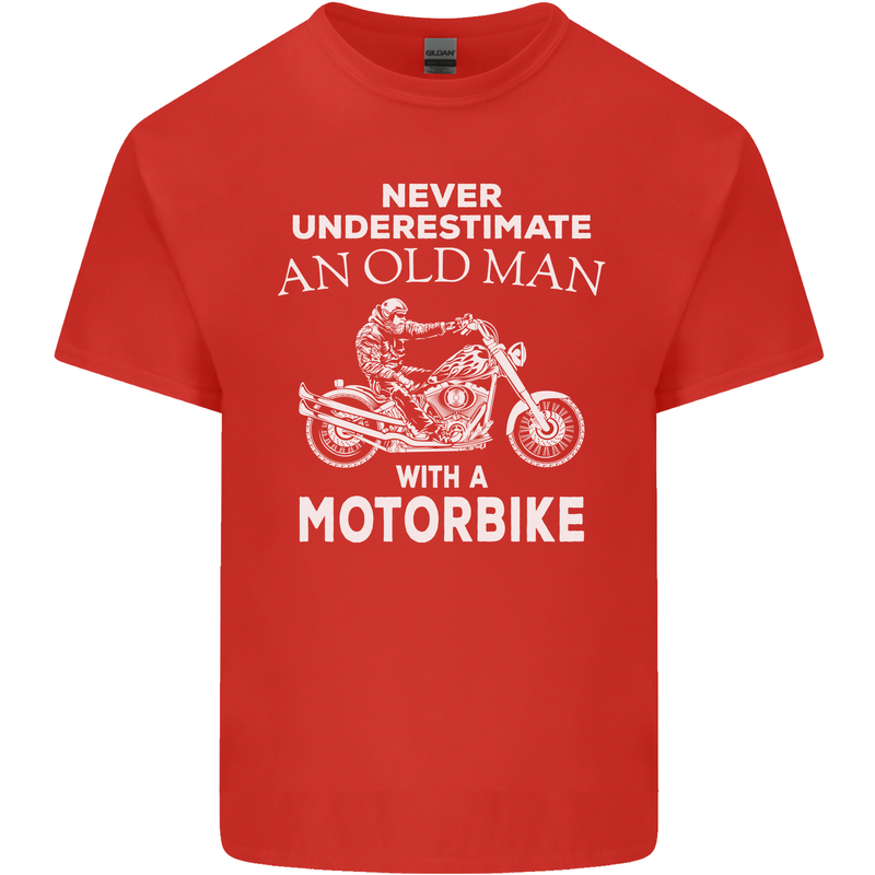 Biker Old Man Motorbike Motorcycle Funny Kids T-Shirt Childrens Red