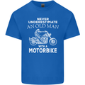 Biker Old Man Motorbike Motorcycle Funny Kids T-Shirt Childrens Royal Blue