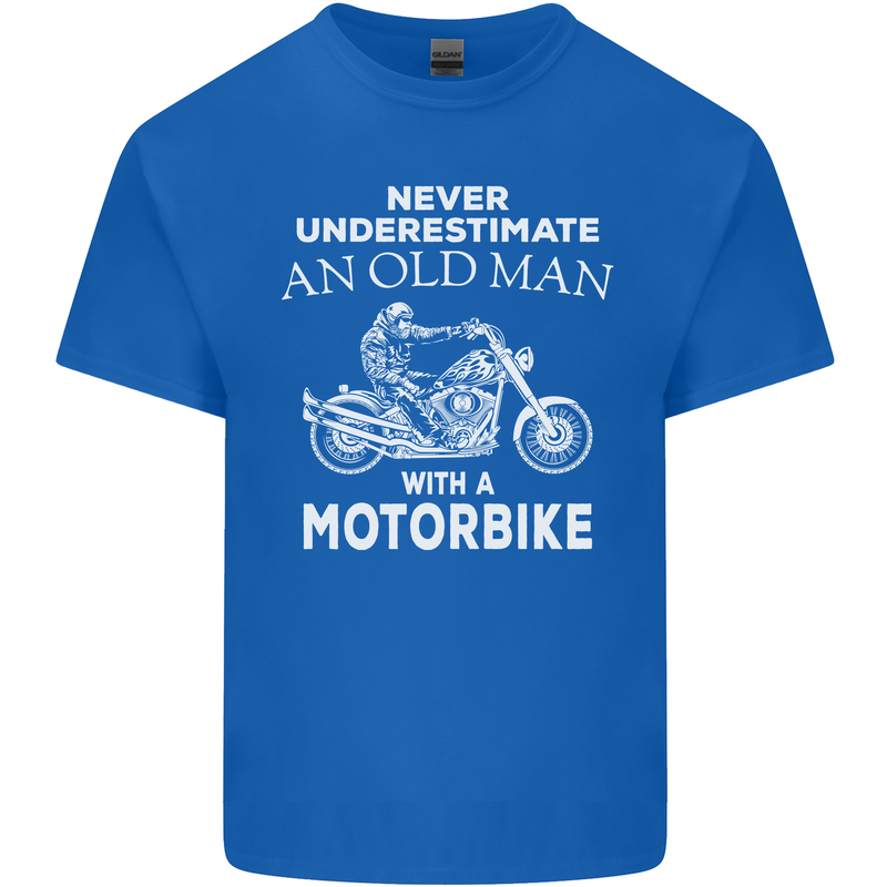 Biker Old Man Motorbike Motorcycle Funny Kids T-Shirt Childrens Royal Blue