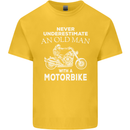 Biker Old Man Motorbike Motorcycle Funny Kids T-Shirt Childrens Yellow