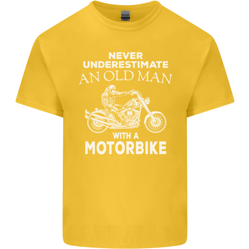 Biker Old Man Motorbike Motorcycle Funny Kids T-Shirt Childrens Yellow