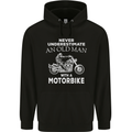 Biker Old Man Motorbike Motorcycle Funny Mens 80% Cotton Hoodie Black