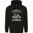 Biker Old Man Motorbike Motorcycle Funny Mens 80% Cotton Hoodie Black