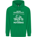 Biker Old Man Motorbike Motorcycle Funny Mens 80% Cotton Hoodie Irish Green
