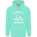 Biker Old Man Motorbike Motorcycle Funny Mens 80% Cotton Hoodie Peppermint