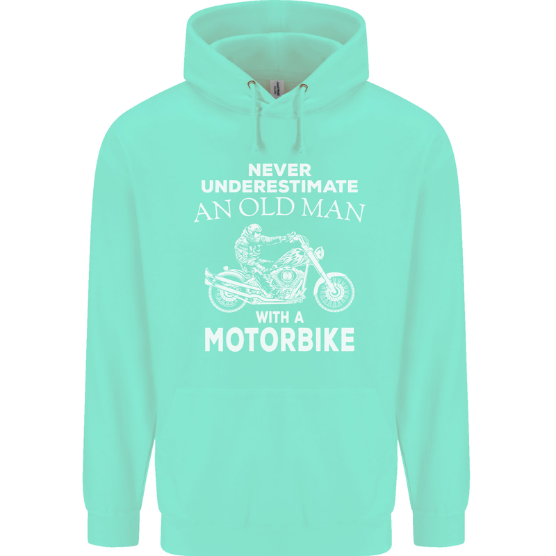Biker Old Man Motorbike Motorcycle Funny Mens 80% Cotton Hoodie Peppermint