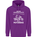 Biker Old Man Motorbike Motorcycle Funny Mens 80% Cotton Hoodie Purple