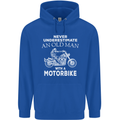 Biker Old Man Motorbike Motorcycle Funny Mens 80% Cotton Hoodie Royal Blue