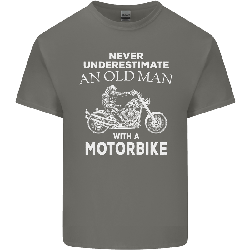 Biker Old Man Motorbike Motorcycle Funny Mens Cotton T-Shirt Tee Top Charcoal