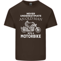 Biker Old Man Motorbike Motorcycle Funny Mens Cotton T-Shirt Tee Top Dark Chocolate
