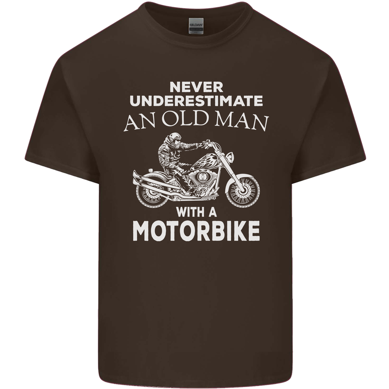 Biker Old Man Motorbike Motorcycle Funny Mens Cotton T-Shirt Tee Top Dark Chocolate