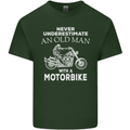 Biker Old Man Motorbike Motorcycle Funny Mens Cotton T-Shirt Tee Top Forest Green