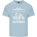 Biker Old Man Motorbike Motorcycle Funny Mens Cotton T-Shirt Tee Top Light Blue