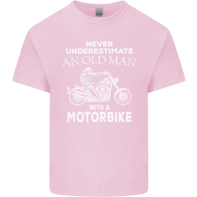 Biker Old Man Motorbike Motorcycle Funny Mens Cotton T-Shirt Tee Top Light Pink