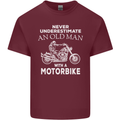 Biker Old Man Motorbike Motorcycle Funny Mens Cotton T-Shirt Tee Top Maroon