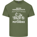 Biker Old Man Motorbike Motorcycle Funny Mens Cotton T-Shirt Tee Top Military Green