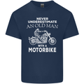 Biker Old Man Motorbike Motorcycle Funny Mens Cotton T-Shirt Tee Top Navy Blue