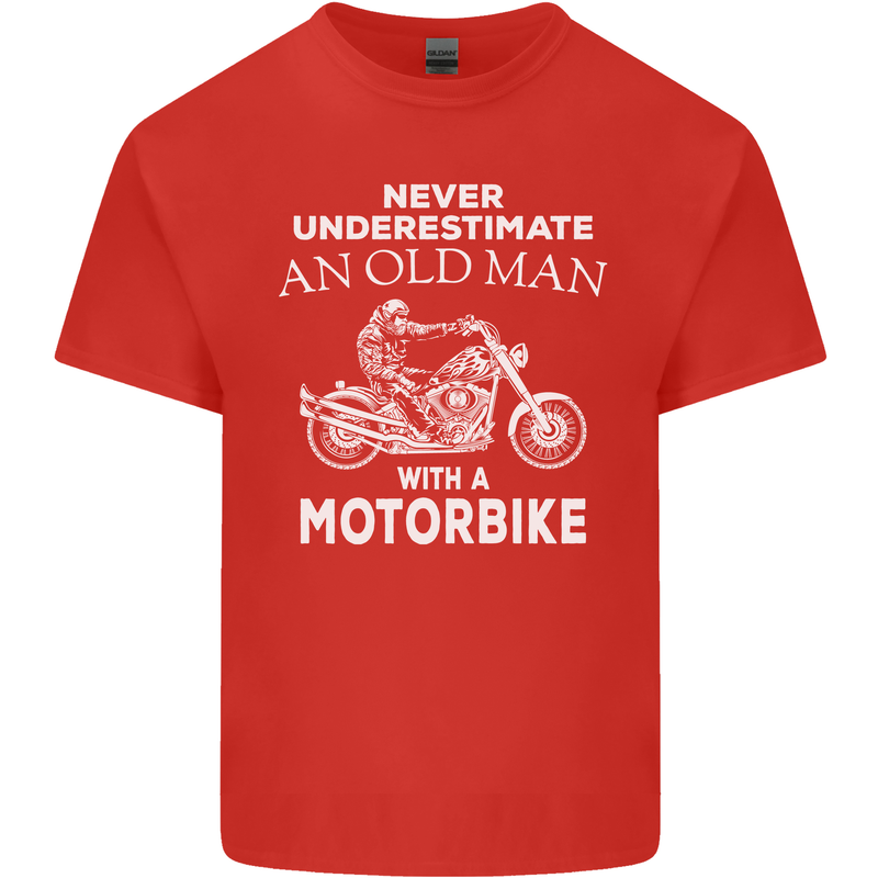 Biker Old Man Motorbike Motorcycle Funny Mens Cotton T-Shirt Tee Top Red