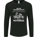 Biker Old Man Motorbike Motorcycle Funny Mens Long Sleeve T-Shirt Black
