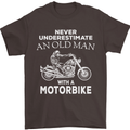 Biker Old Man Motorbike Motorcycle Funny Mens T-Shirt Cotton Gildan Dark Chocolate