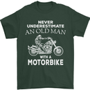 Biker Old Man Motorbike Motorcycle Funny Mens T-Shirt Cotton Gildan Forest Green