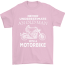 Biker Old Man Motorbike Motorcycle Funny Mens T-Shirt Cotton Gildan Light Pink