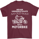 Biker Old Man Motorbike Motorcycle Funny Mens T-Shirt Cotton Gildan Maroon