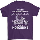 Biker Old Man Motorbike Motorcycle Funny Mens T-Shirt Cotton Gildan Purple