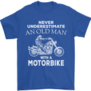 Biker Old Man Motorbike Motorcycle Funny Mens T-Shirt Cotton Gildan Royal Blue