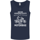Biker Old Man Motorbike Motorcycle Funny Mens Vest Tank Top Navy Blue