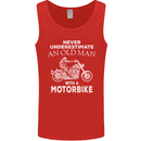 Biker Old Man Motorbike Motorcycle Funny Mens Vest Tank Top Red