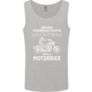 Biker Old Man Motorbike Motorcycle Funny Mens Vest Tank Top Sports Grey