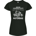 Biker Old Man Motorbike Motorcycle Funny Womens Petite Cut T-Shirt Black