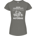 Biker Old Man Motorbike Motorcycle Funny Womens Petite Cut T-Shirt Charcoal