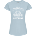 Biker Old Man Motorbike Motorcycle Funny Womens Petite Cut T-Shirt Light Blue