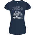 Biker Old Man Motorbike Motorcycle Funny Womens Petite Cut T-Shirt Navy Blue