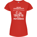 Biker Old Man Motorbike Motorcycle Funny Womens Petite Cut T-Shirt Red