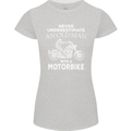 Biker Old Man Motorbike Motorcycle Funny Womens Petite Cut T-Shirt Sports Grey