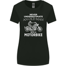 Biker Old Man Motorbike Motorcycle Funny Womens Wider Cut T-Shirt Black