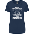 Biker Old Man Motorbike Motorcycle Funny Womens Wider Cut T-Shirt Navy Blue