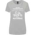 Biker Old Man Motorbike Motorcycle Funny Womens Wider Cut T-Shirt Sports Grey