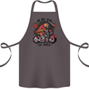 Biker On My Way to Hell Motorbike Skull Cotton Apron 100% Organic Dark Grey